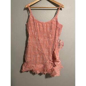 Lulus Womens Mini Dress Size XL Pink Floral Strappy Ruffle Soft Girl Fairy NWT